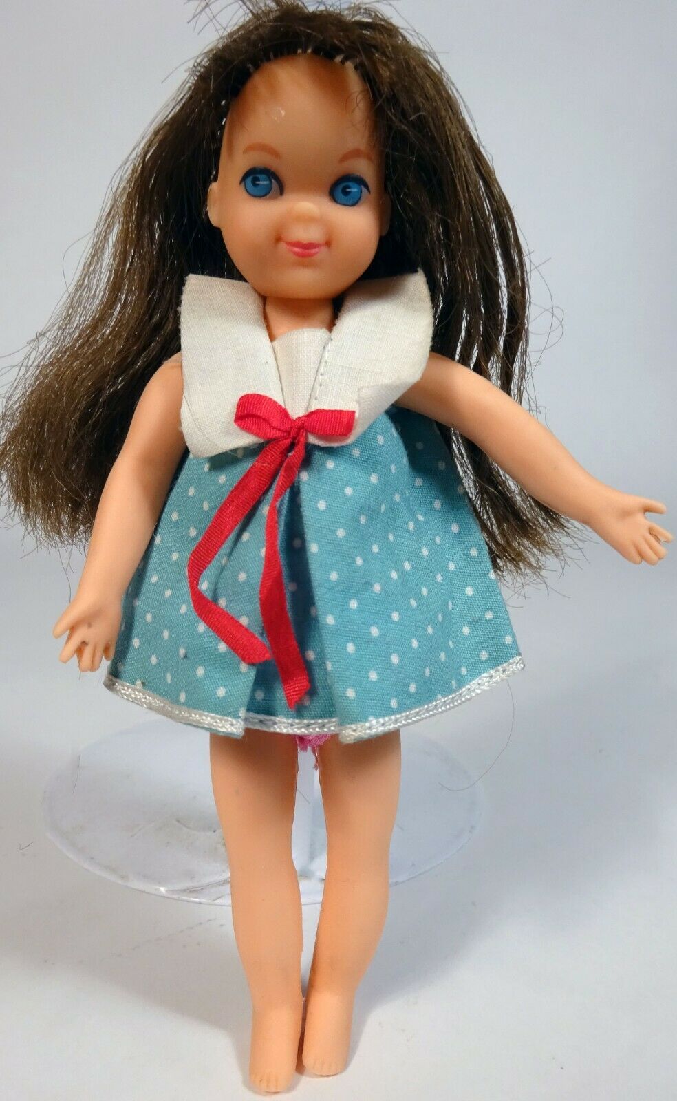 Vintage 1966-71 Mattel Bendable Tutti Doll Wearing #3602 Ship Shape Dress