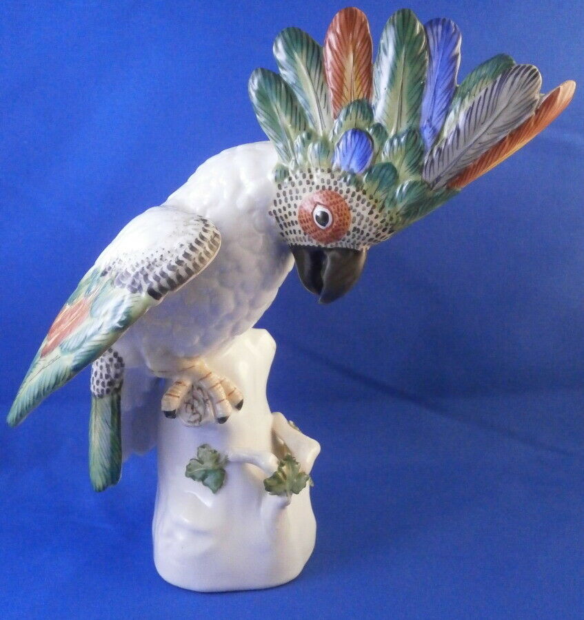 Nymphenburg Porcelain Cockatoo Parrot Bird Figurine Porzellan Vogel Figur Figure
