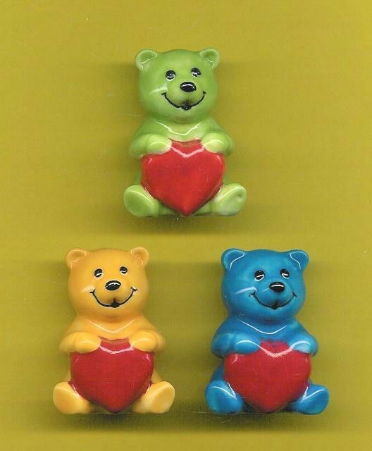 3 Chunky Figurines Teddies Saint Valentin Complete Series Ref.a77