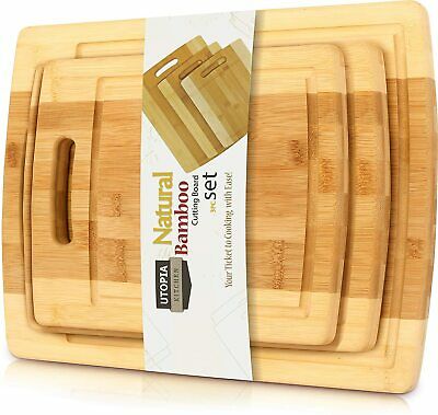 Bamboo Cutting Boards For Kitchen Set Of 3 Chopping Boards By Utopia Kitchen