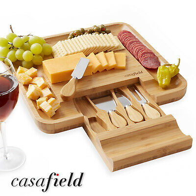 Bamboo Cheese Cutting Board Knife Gift Set Wooden Charcuterie Meat Serving Tray